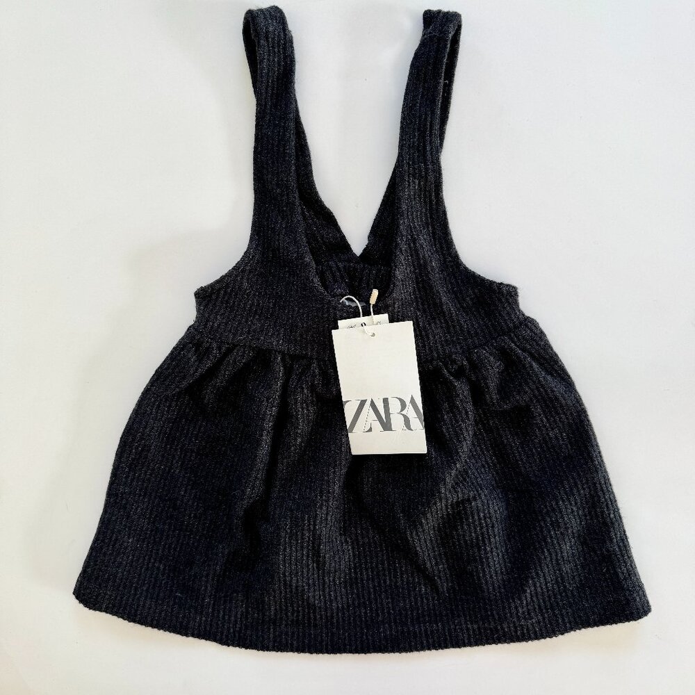 NWT Zara Charcoal Ribbed Pinafore Dress 18-24M Fall Jumper School Layering
